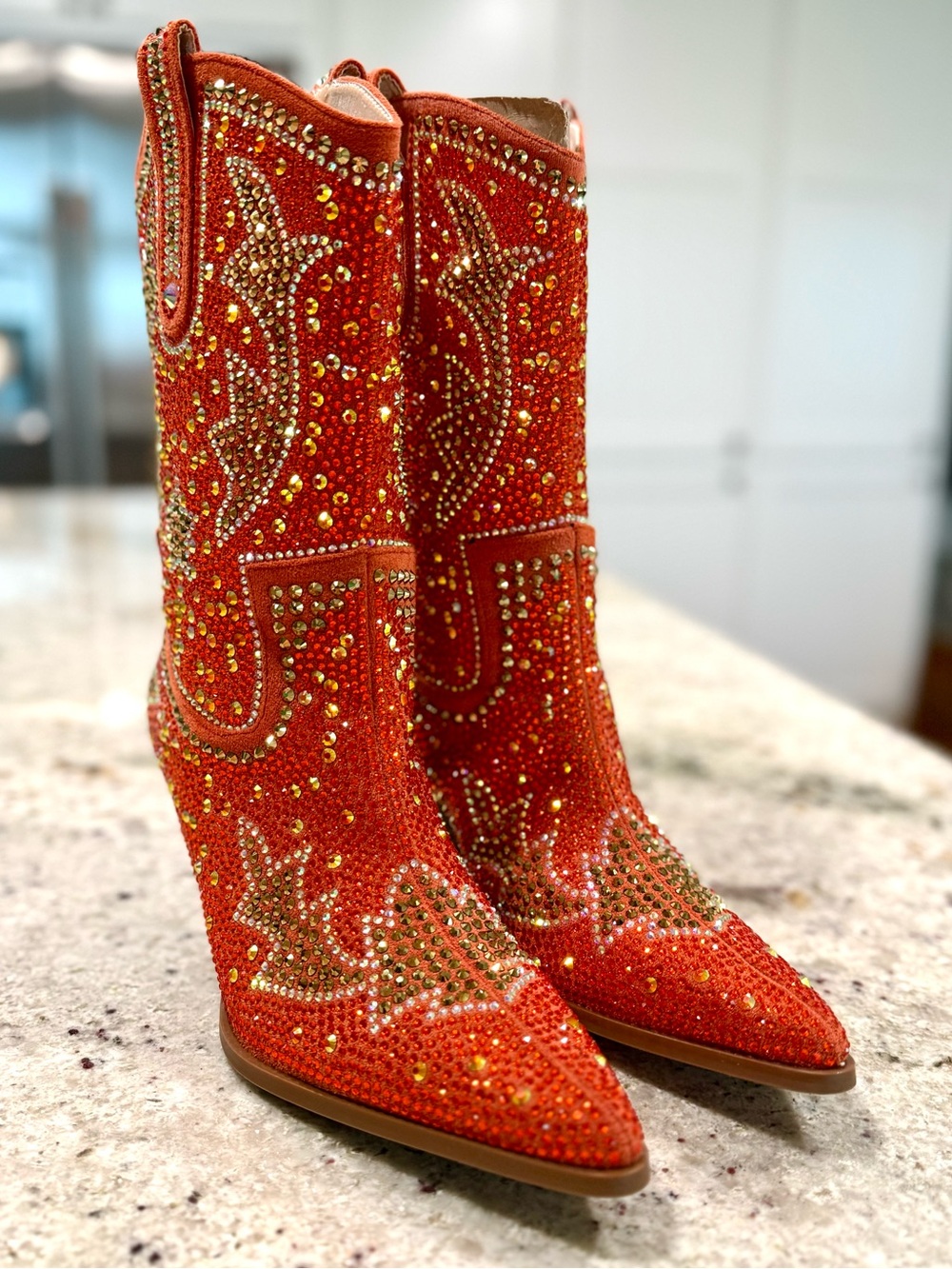 AZALEA WANG WOMEN'S ORANGE "SCOTT" WESTERN BOOTIES Cowboy Boots "NWT" - Picture 10 of 17